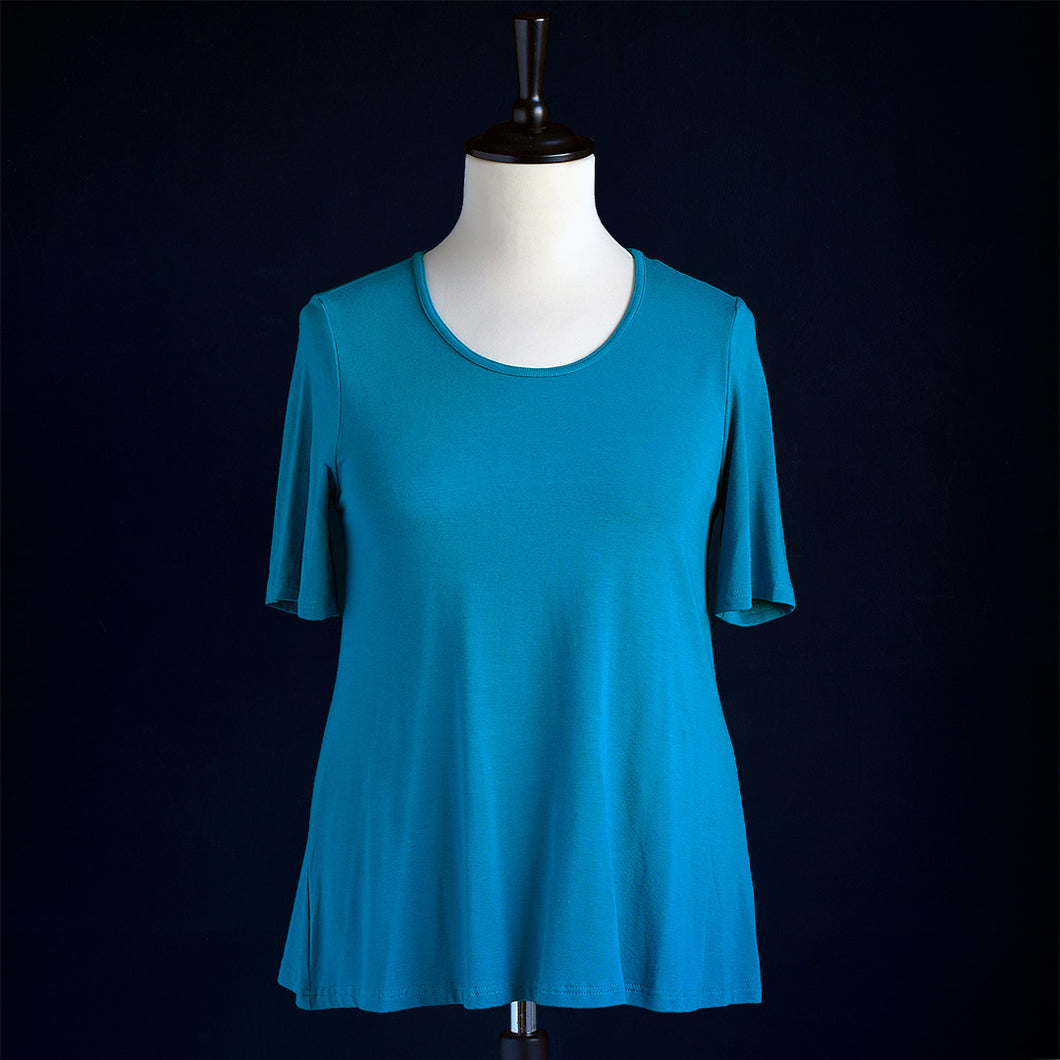 Klockad T-shirt i bambulyocell - Ocean Blue