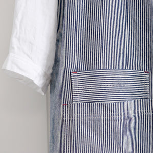Randig hängselklänning, blå & vit denim