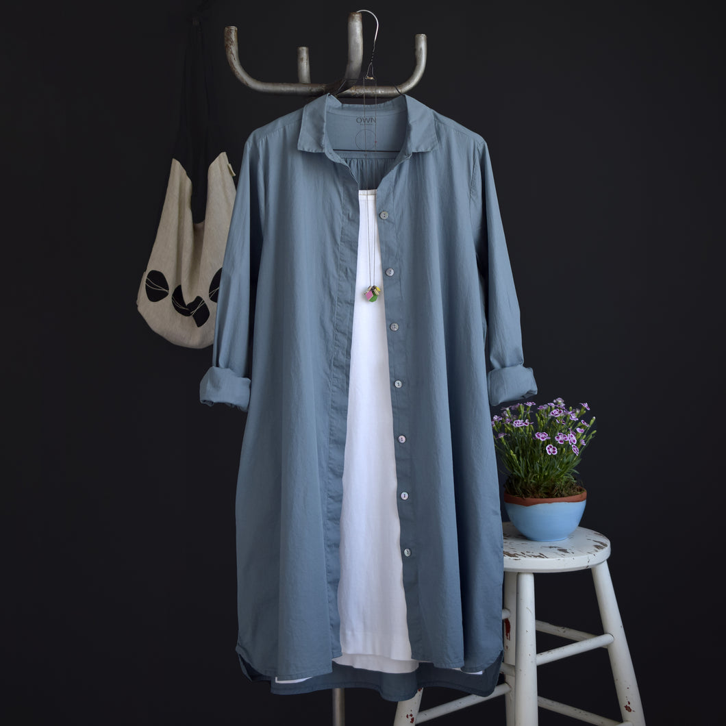 Skjortklänning A-line i poplin - Stormy Sea