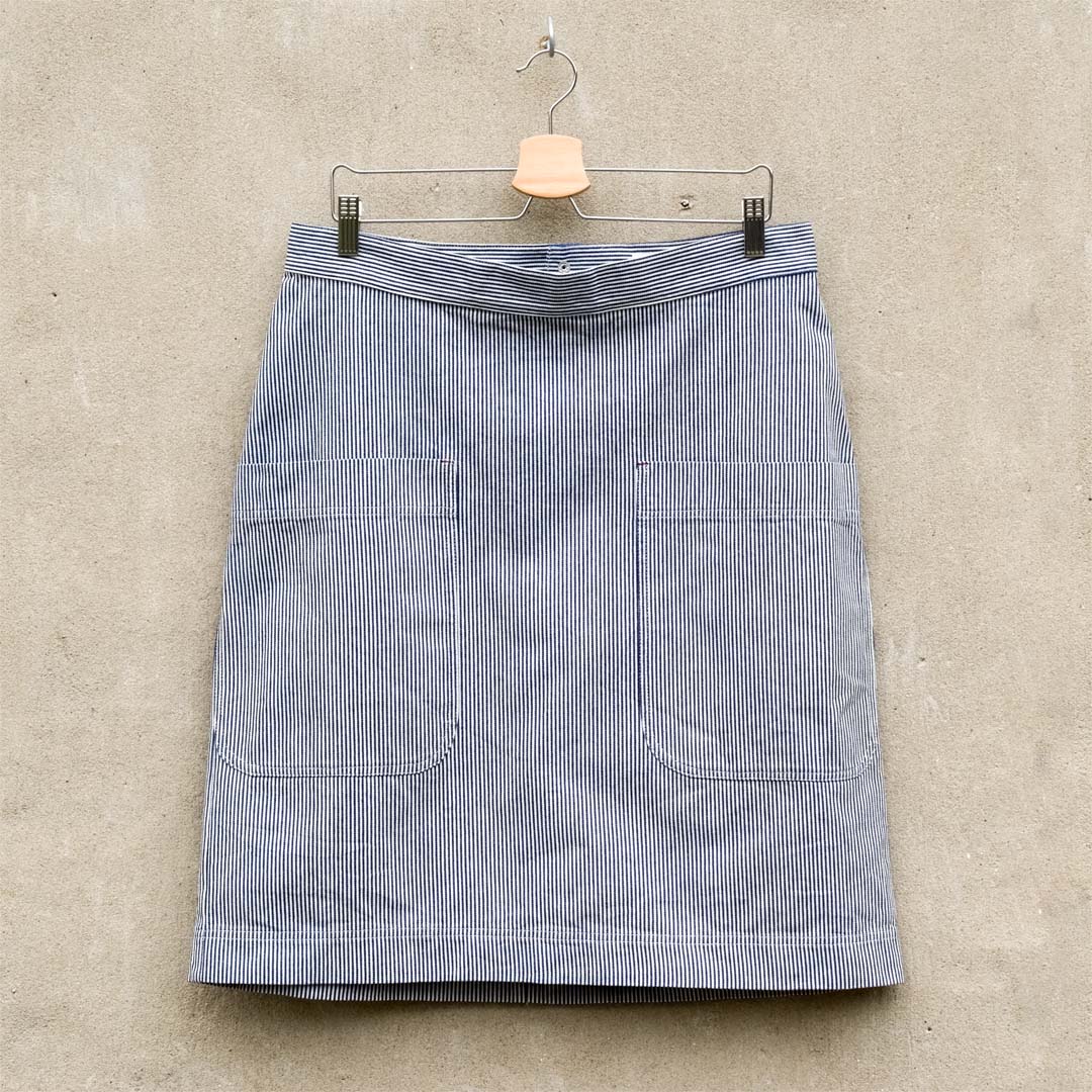 Smalrandig kjol, blå & vit denim