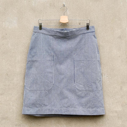 Smalrandig kjol, blå & vit denim