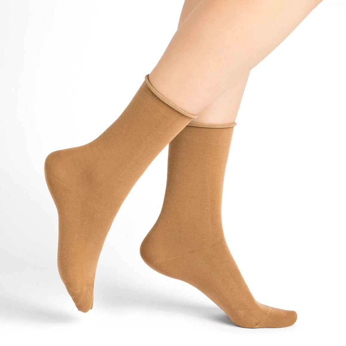 Ullsocka med rullkant - Beige