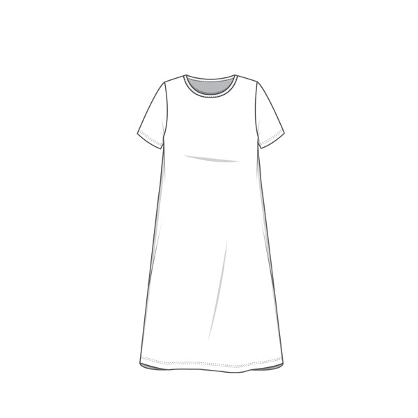 7303 T-shirt klänning - A-line med kort ärm